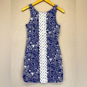 Lilly Pulitzer x Target Women’s Upstream Blue/White Fish Shift Dress 2 Mini Boho
